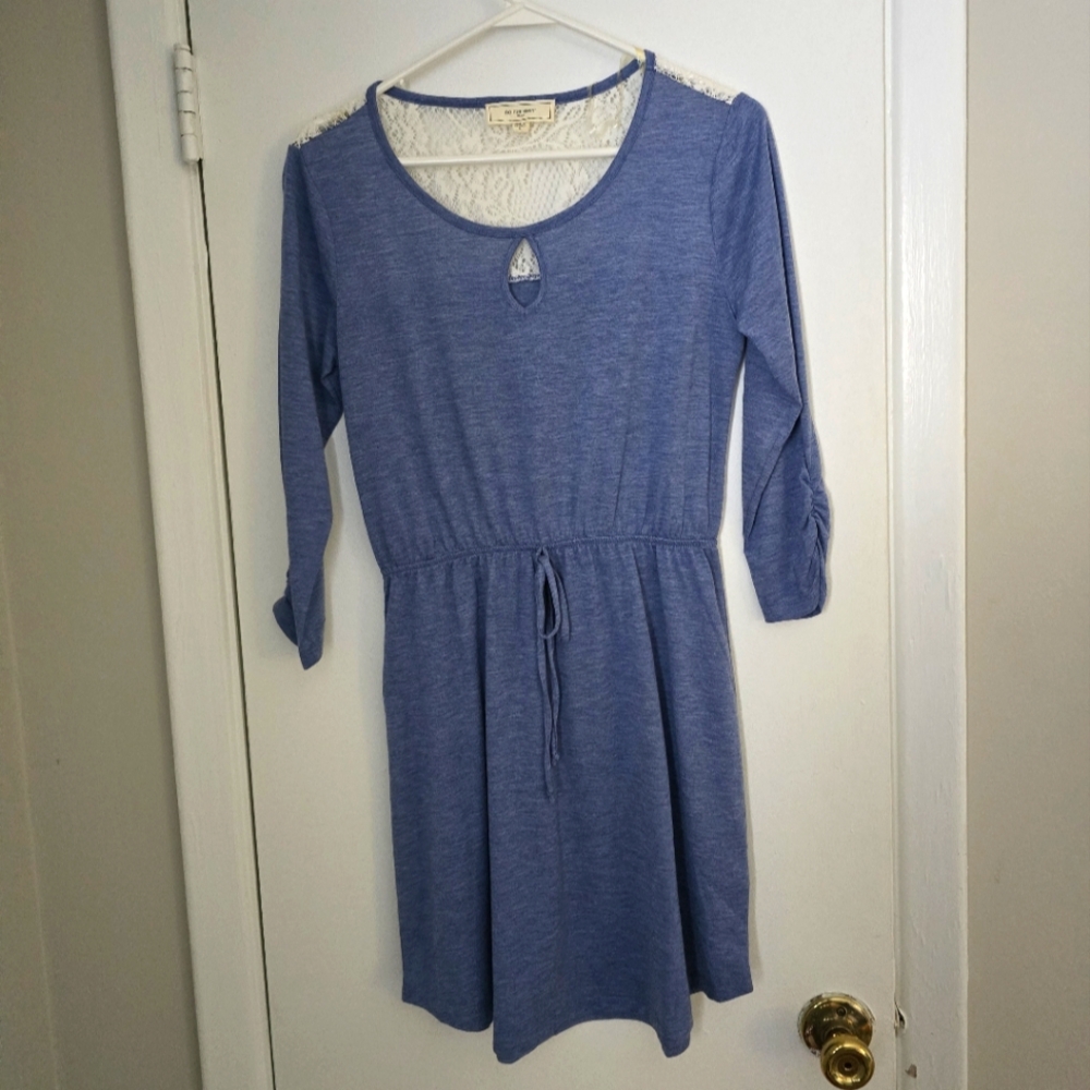 Blue Dress with Lace Detail